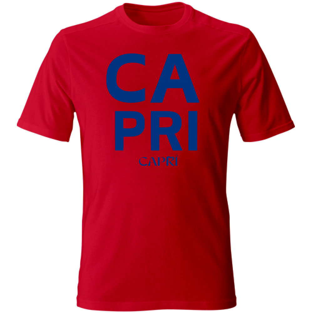 T-Shirt Unisex Large CAPRI DESIGN SCRITTA BLUE