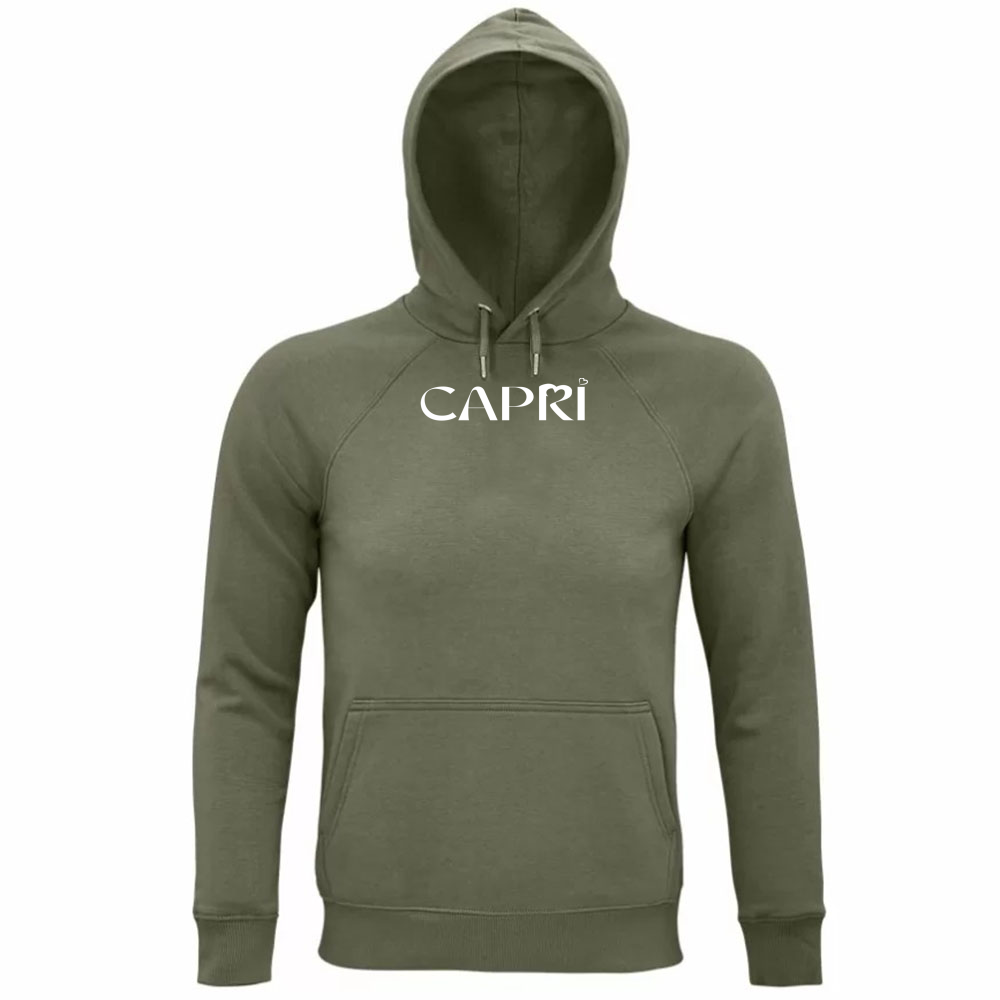 Unisex Organic Hoodie CAPRI MINIMAL WHITE WRITING