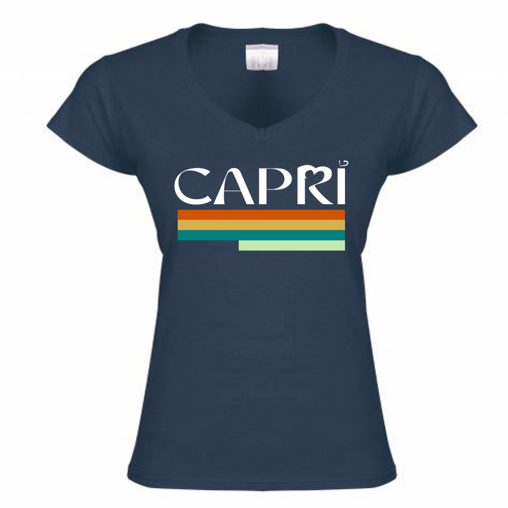 Women's T-Shirt V-Neck CAPRI TECHNICAL COLOR WHITE WRITING
