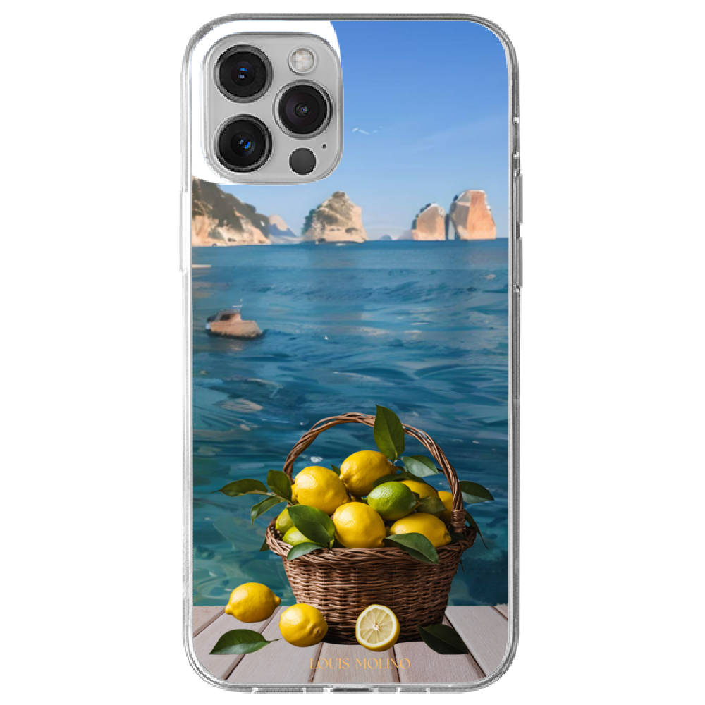 Cover Gomma iPhone 13 LEMON  FARAGLIONI PAINT CAPRI