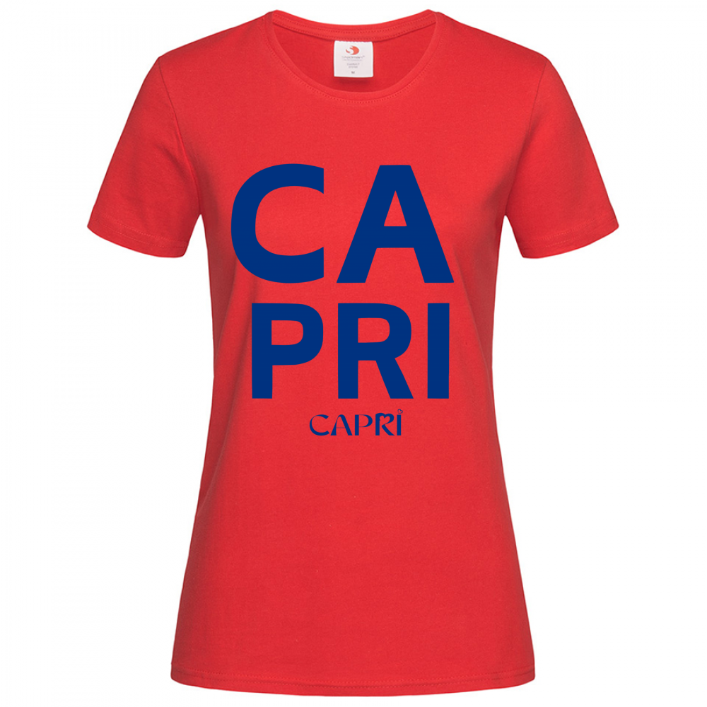 T-Shirt Women Premium CAPRI DESIGN SCRITTA BLUE