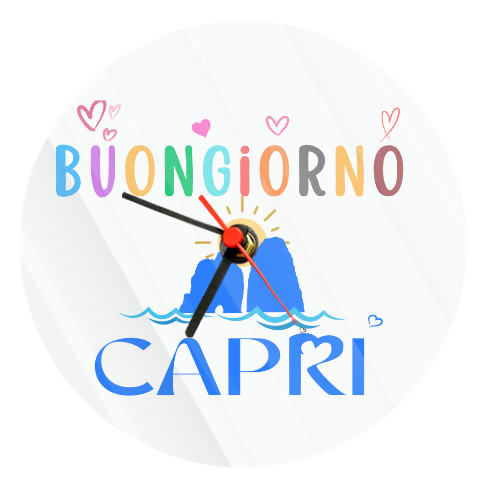 Round Glass Clock Good Morning Capri Round Clock