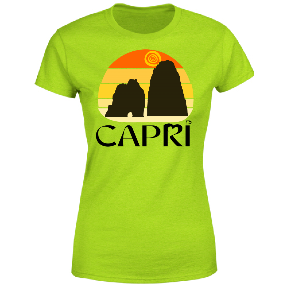 T-Shirt Donna CAPRI TRAMONTO VINTAGE SCRITTA NERA