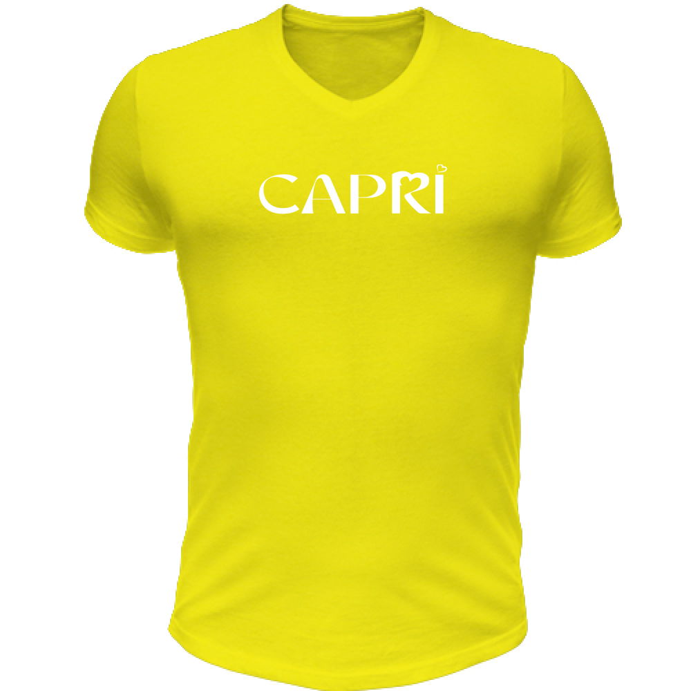 Unisex T-Shirt V-Neck CAPRI MINIMAL WHITE WRITING