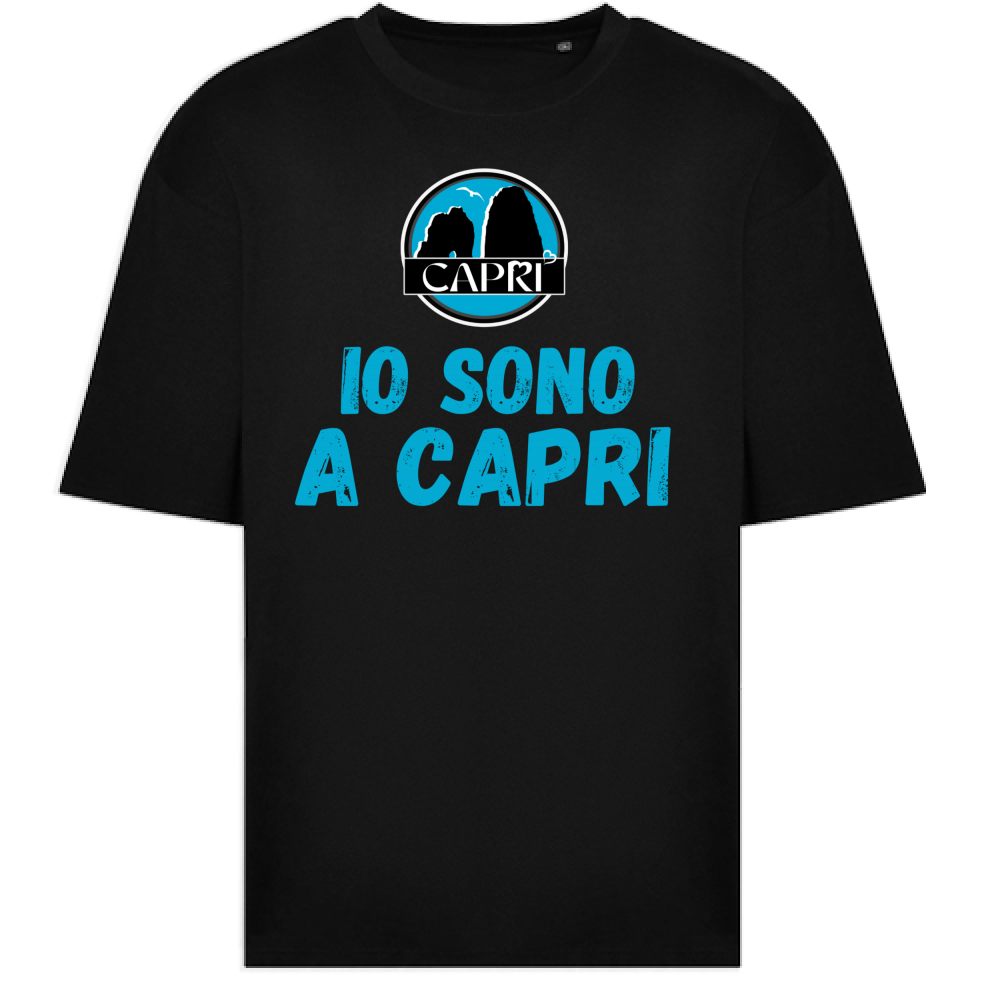 T-Shirt Oversize IO SONO A CAPRI SCRITTA AZZURRA