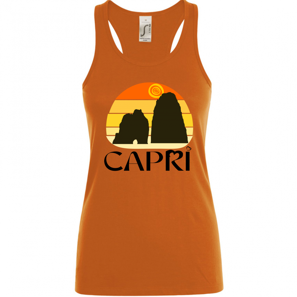 Canotta Donna CAPRI TRAMONTO VINTAGE SCRITTA NERA