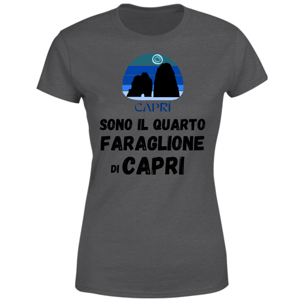 T-Shirt Donna SONO IL QUARTO FARAGLIONE DI CAPRI SCRITTA NERA
