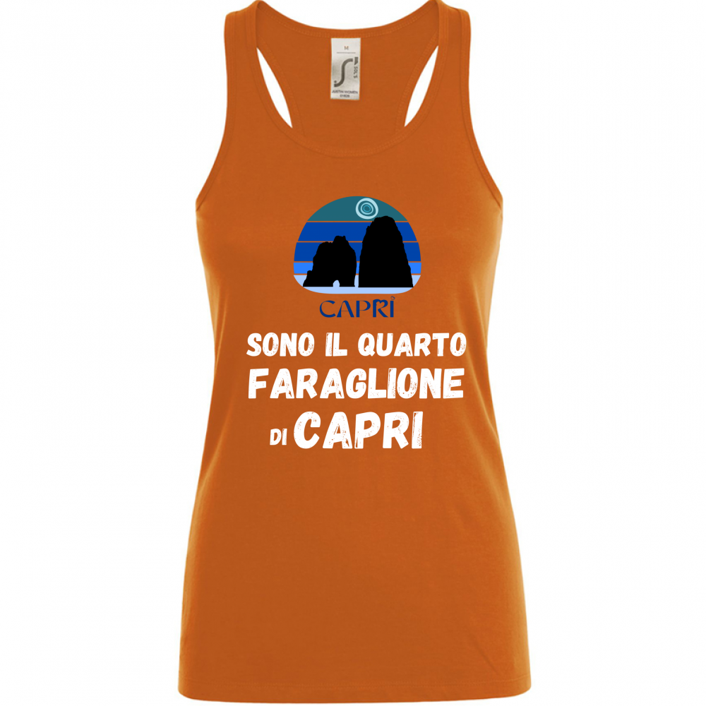 Canotta Donna SONO IL QUARTO FARAGLIONE DI CAPRI SCRITTA BIANCA