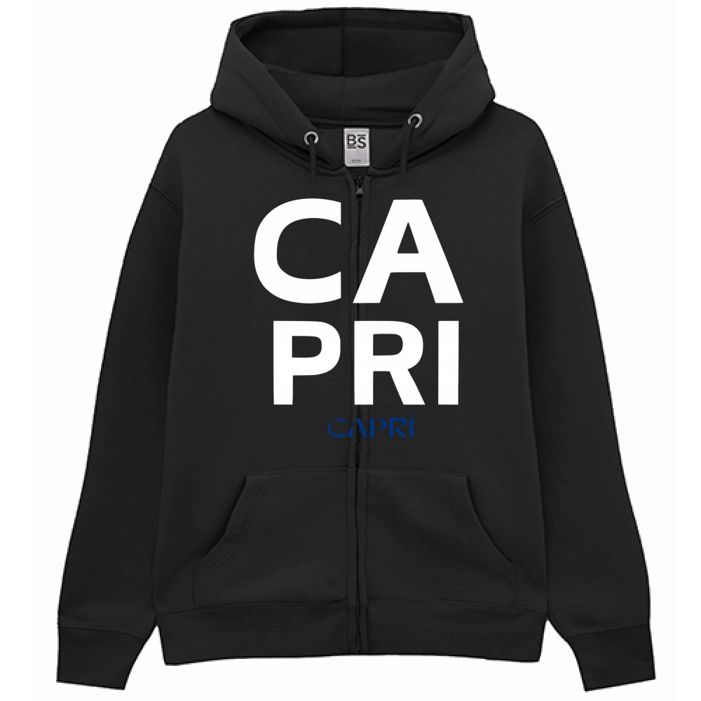 Felpa Premium Cappuccio Zip CAPRI DESIGN SCRITTA BIANCA