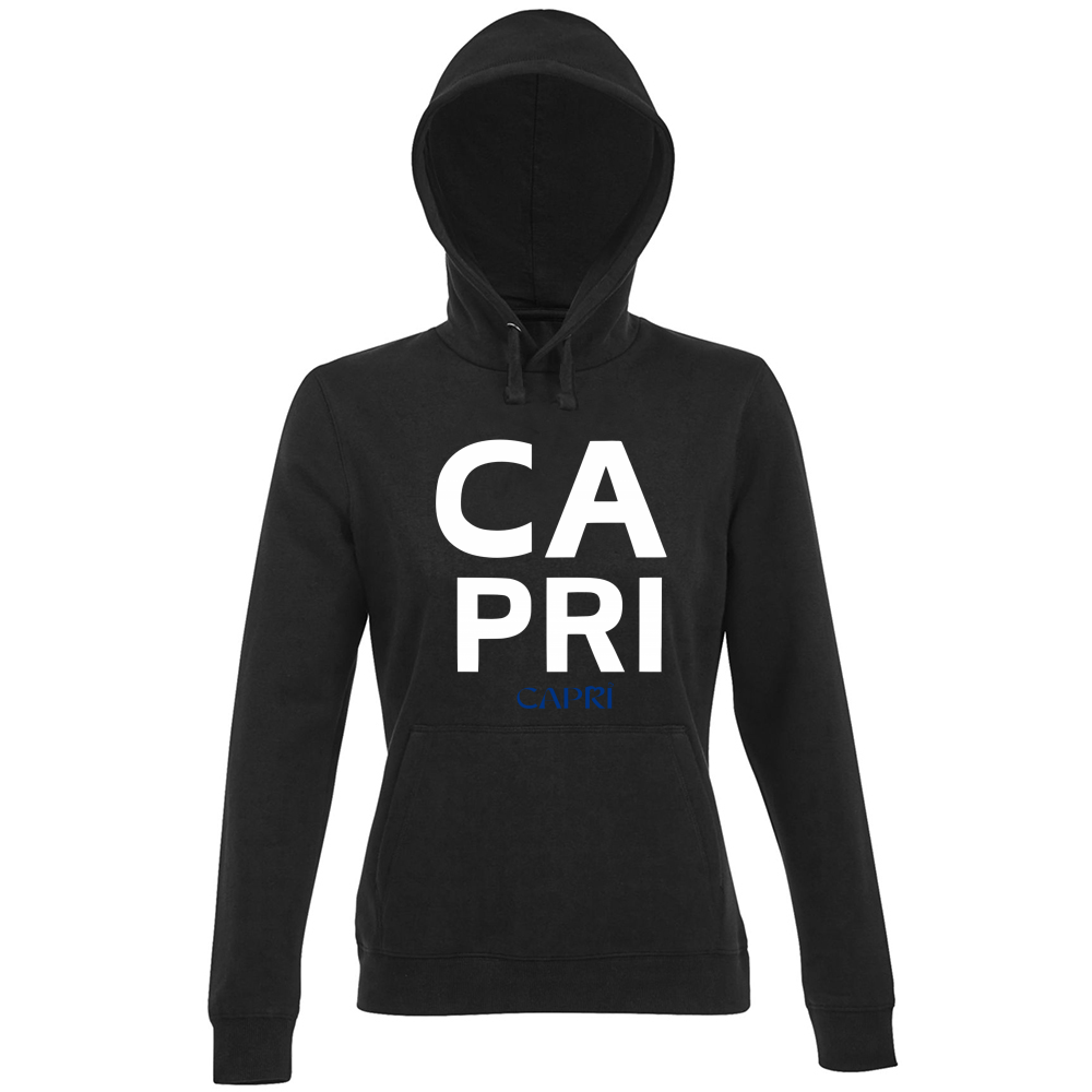 Hoodie Premium Women CAPRI DESIGN SCRITTA BIANCA