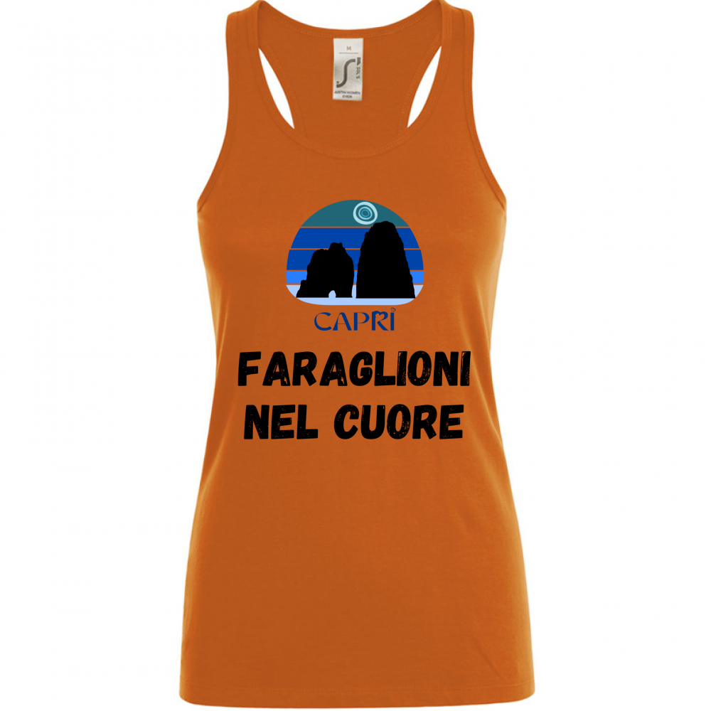 Canotta Donna FARAGLIONI DI CAPRI NEL CUORE SCRITTA NERA