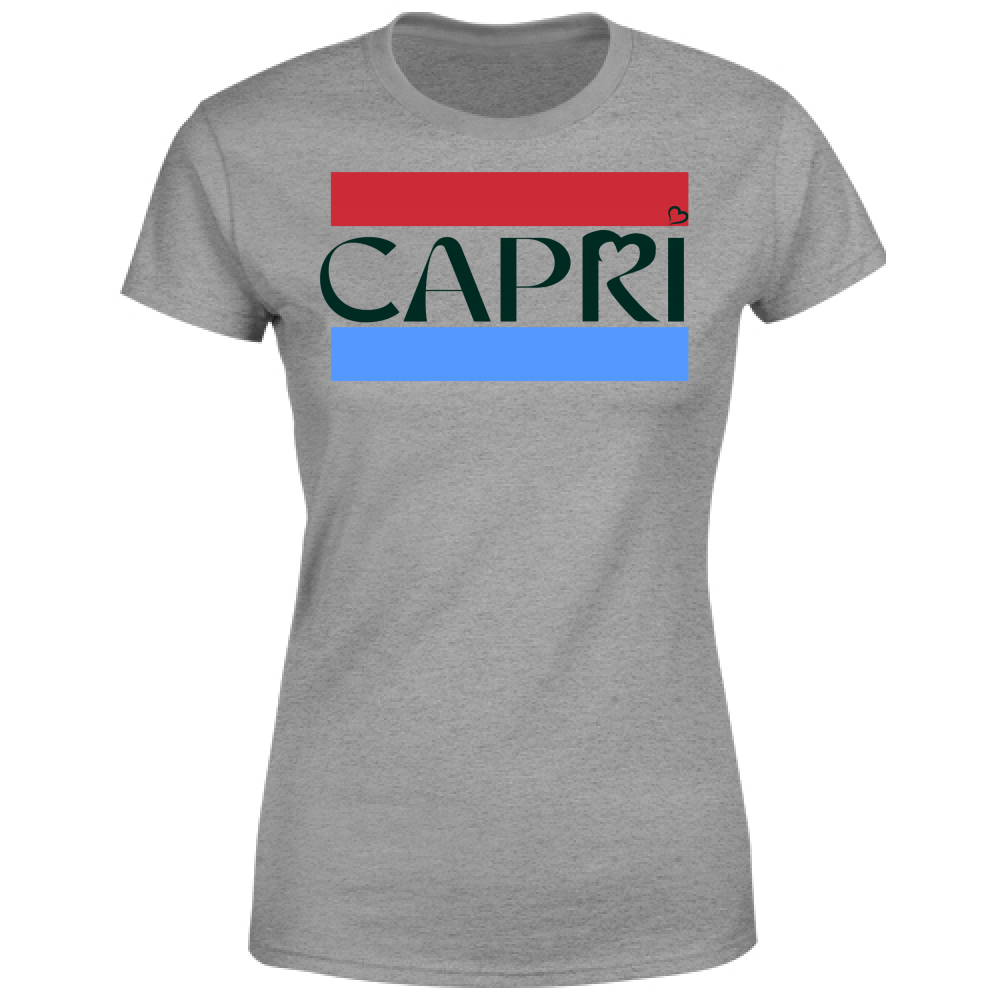 T-Shirt Donna CAPRI FASCIA ROSSO BLUE SCRITTA NERA