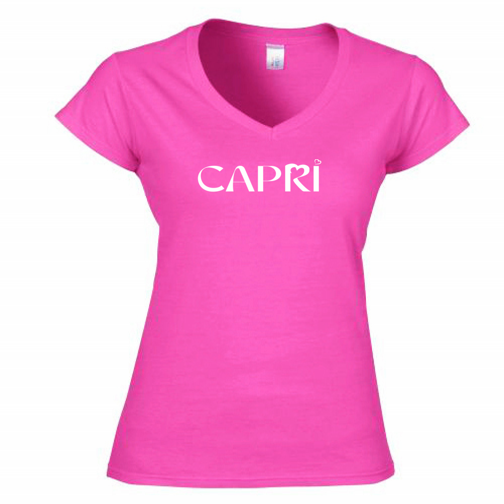 Women's T-Shirt V-Neck CAPRI MINIMAL WHITE WRITING