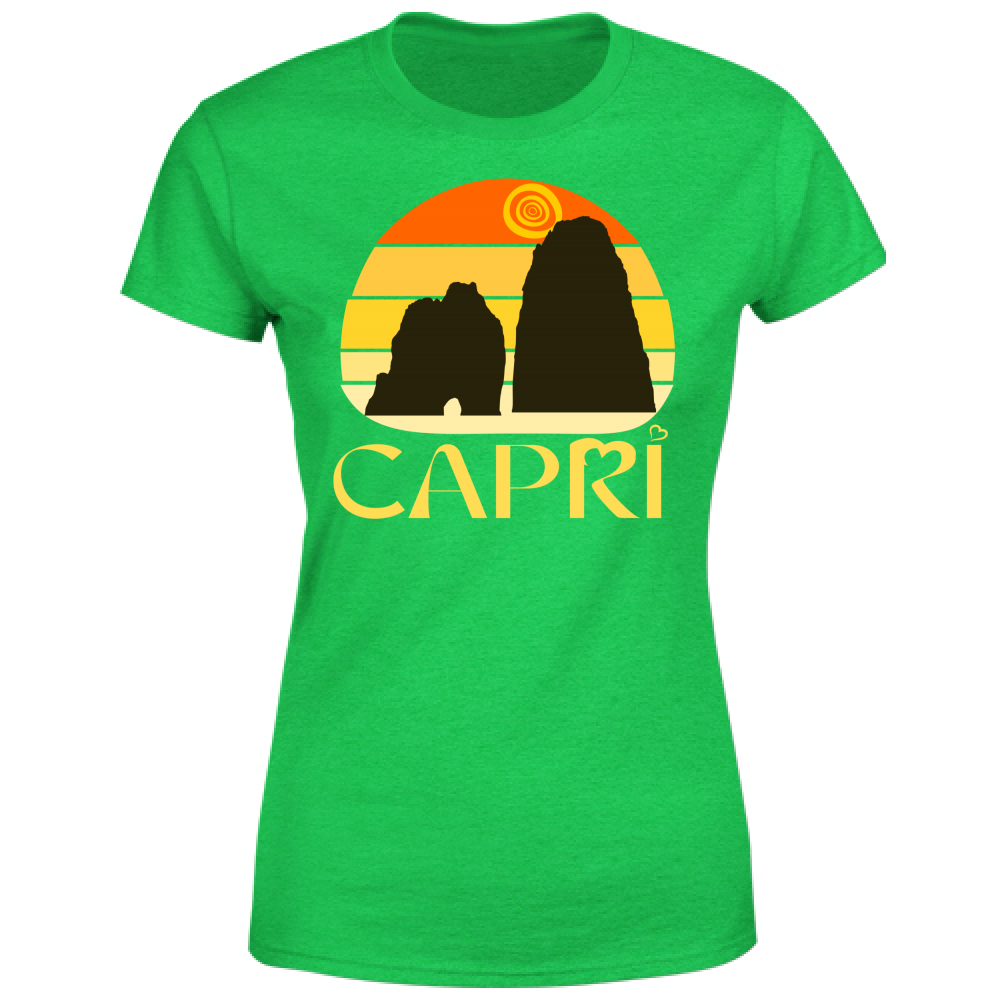 Women's T-Shirt CAPRI SUNSET VINTAGE YELLOW WRITING