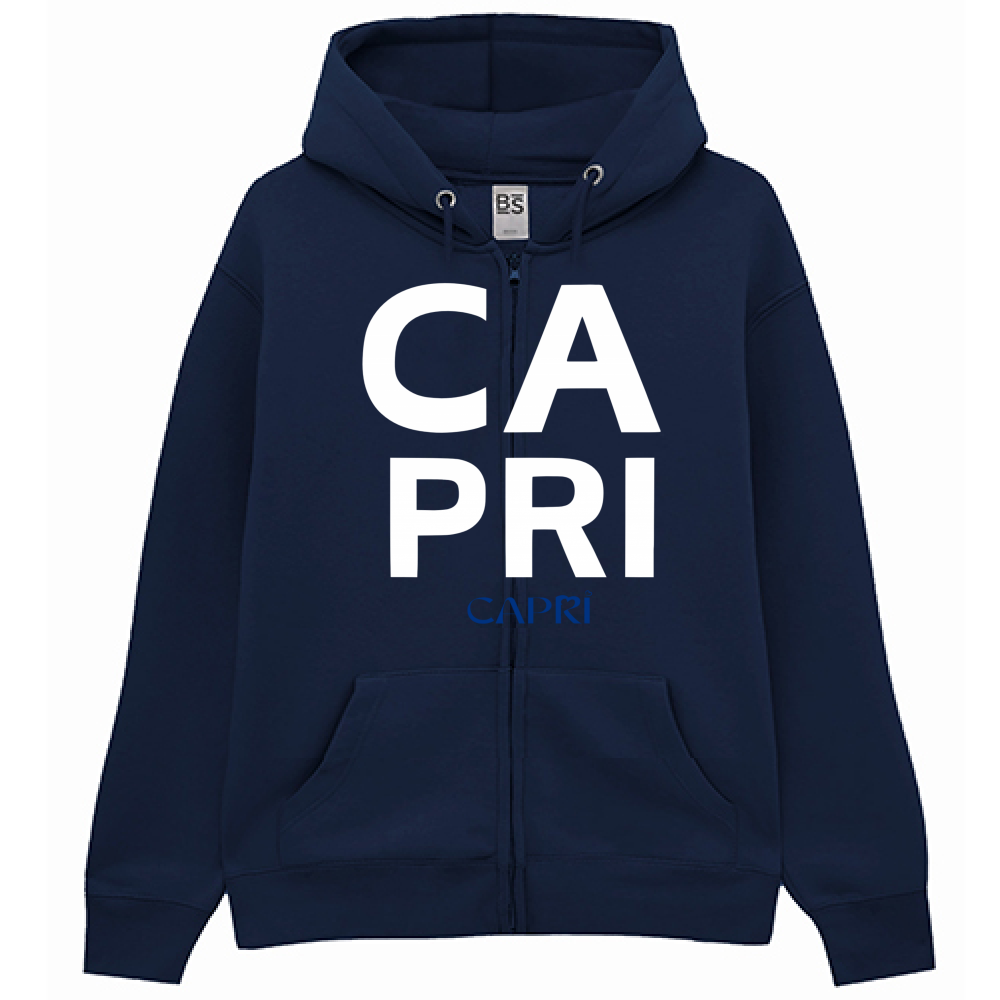 Felpa Premium Cappuccio Zip CAPRI DESIGN SCRITTA BIANCA