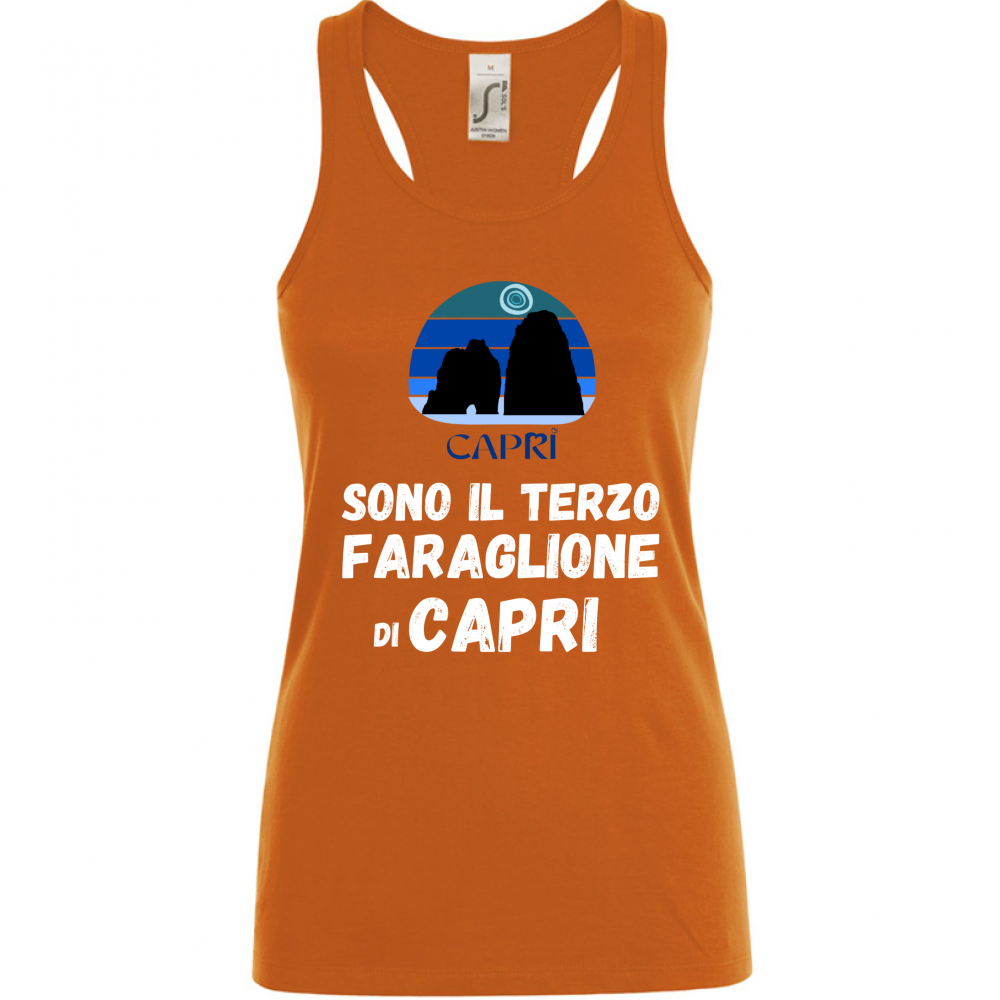 Canotta Donna SONO IL TERZO FARAGLIONE DI CAPRI SCRITTA BIANCA