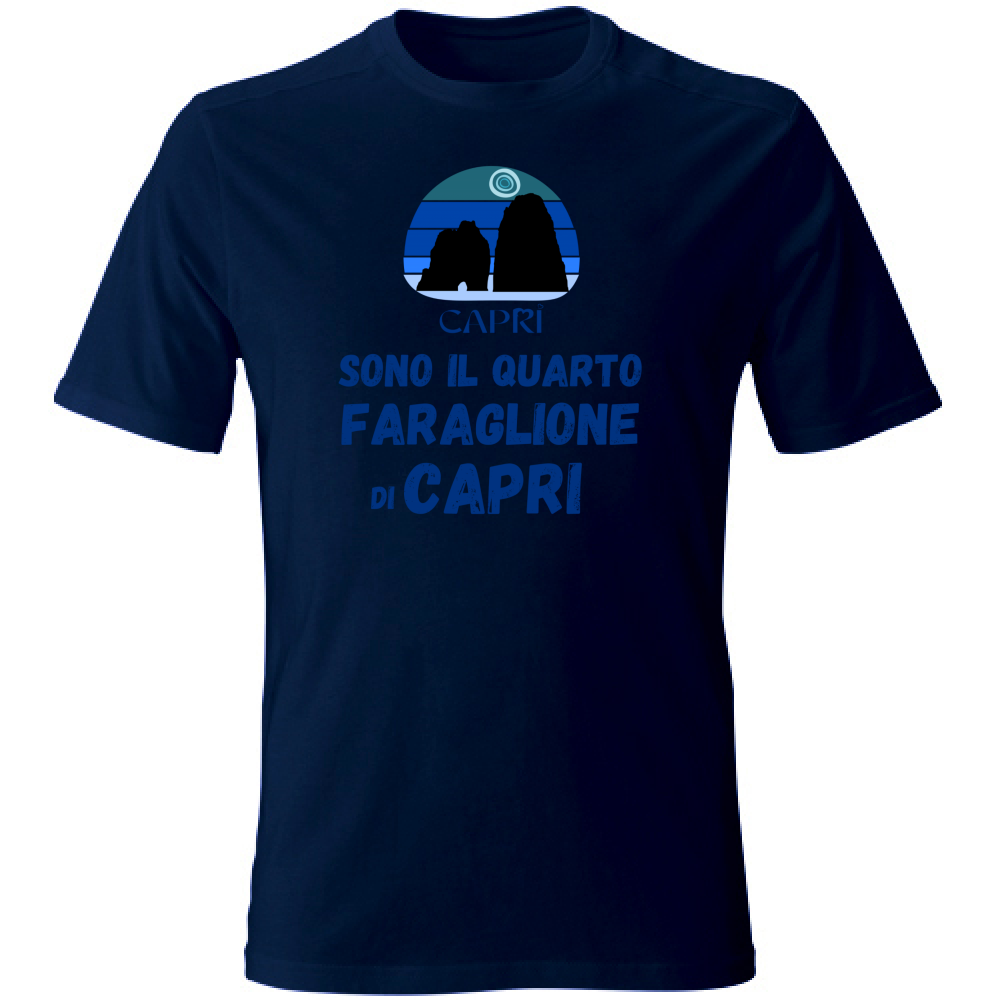 T-Shirt Unisex Large SONO IL QUARTO FARAGLIONE DI CAPRI SCRITTA BLUE