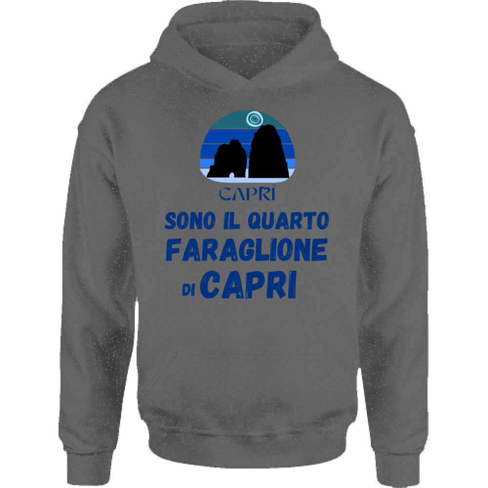 Felpa Bambino con Cappuccio SONO IL QUARTO FARAGLIONE DI CAPRI SCRITTA BLUE