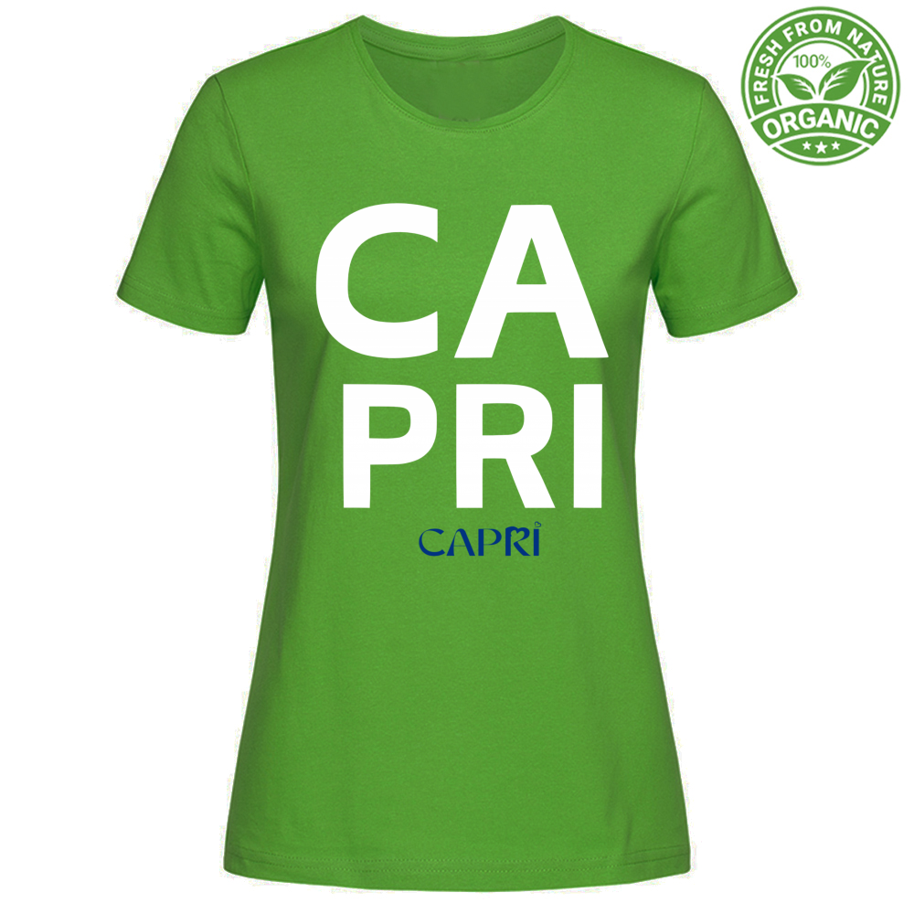 T-Shirt Woman Organic CAPRI DESIGN SCRITTA BIANCA