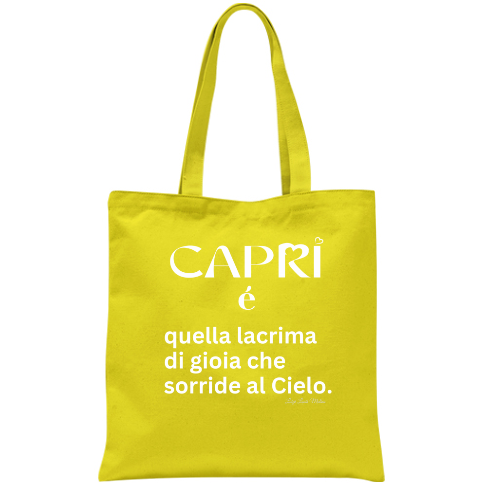Capri bag is that tear of joy written in white