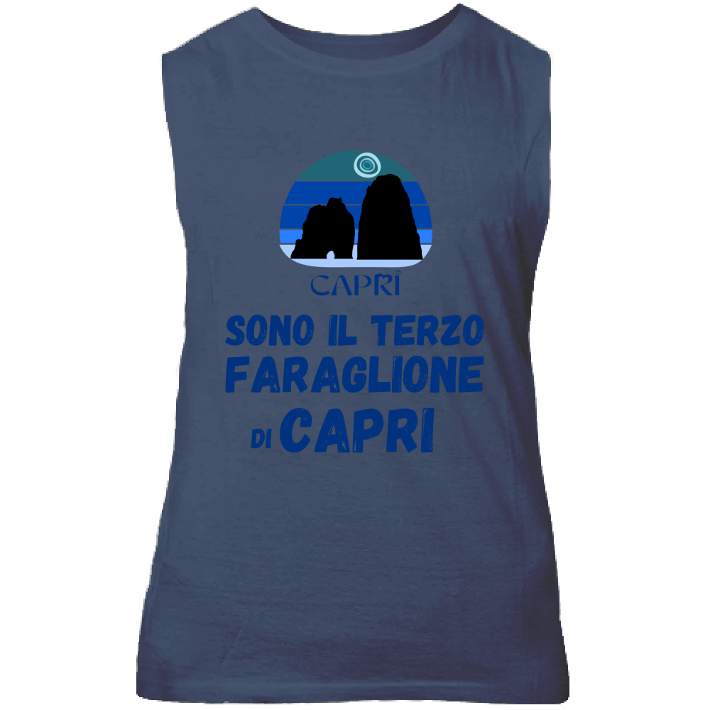 Canotta Unisex SONO IL TERZO FARAGLIONE DI CAPRI SCRITTA BLU