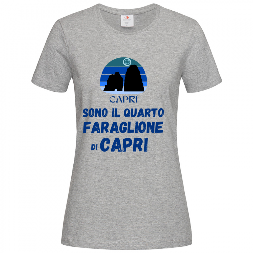 T-Shirt Women Premium SONO IL QUARTO FARAGLIONE DI CAPRI SCRITTA BLUE