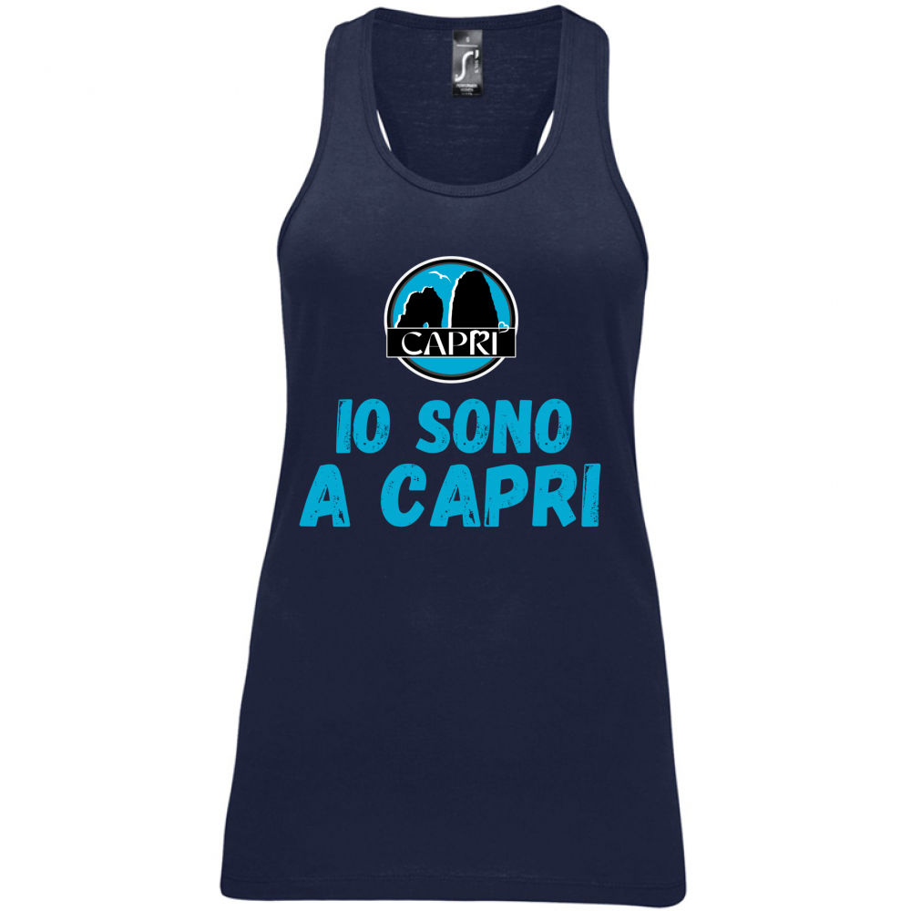 Canotta Donna IO SONO A CAPRI SCRITTA AZZURRA
