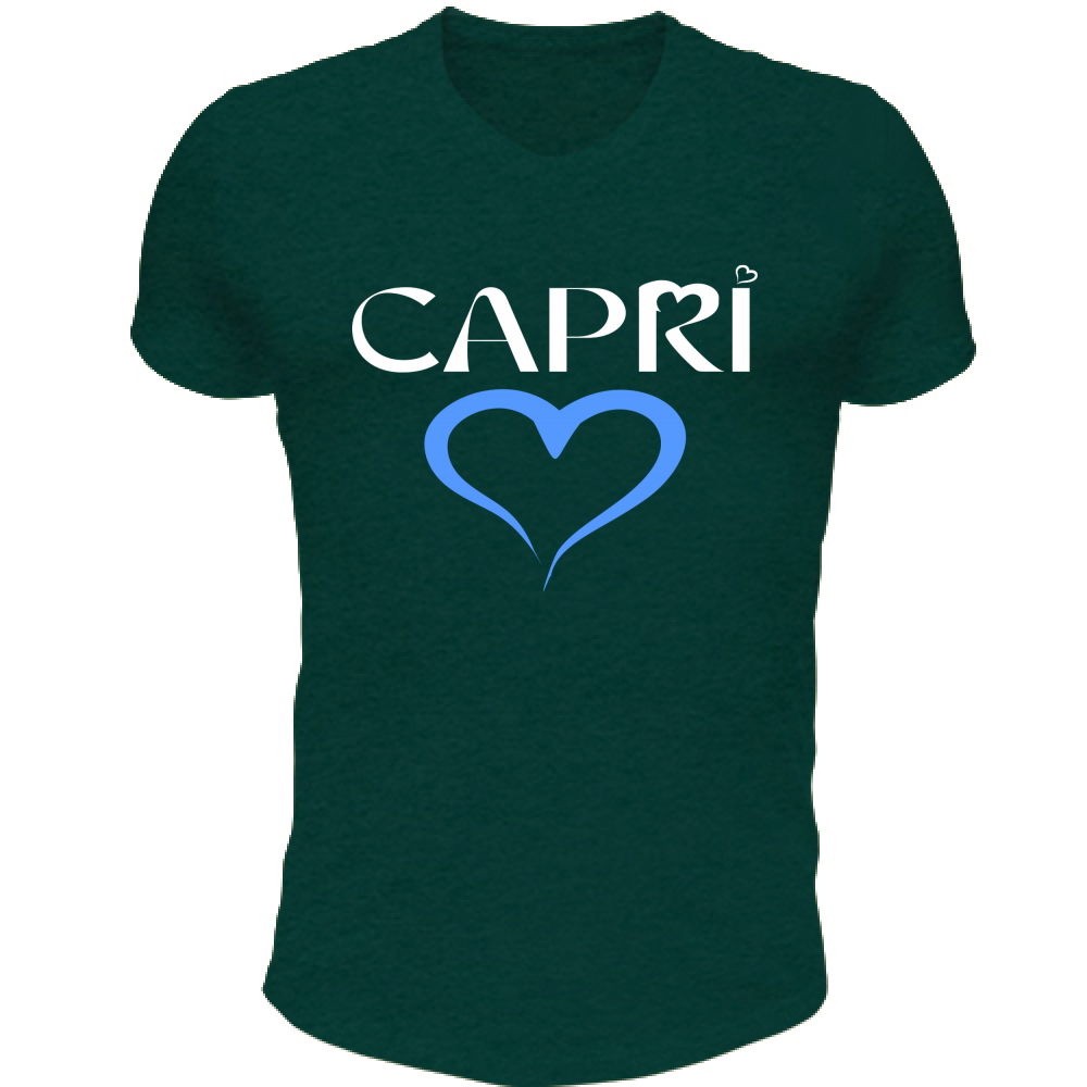 T-Shirt Unisex Scollo V CAPRI CUORE AZZURRO