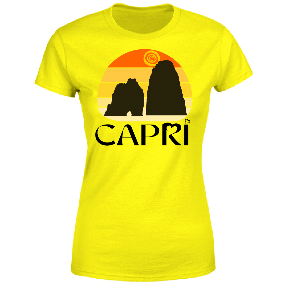 T-Shirt Donna CAPRI TRAMONTO VINTAGE SCRITTA NERA