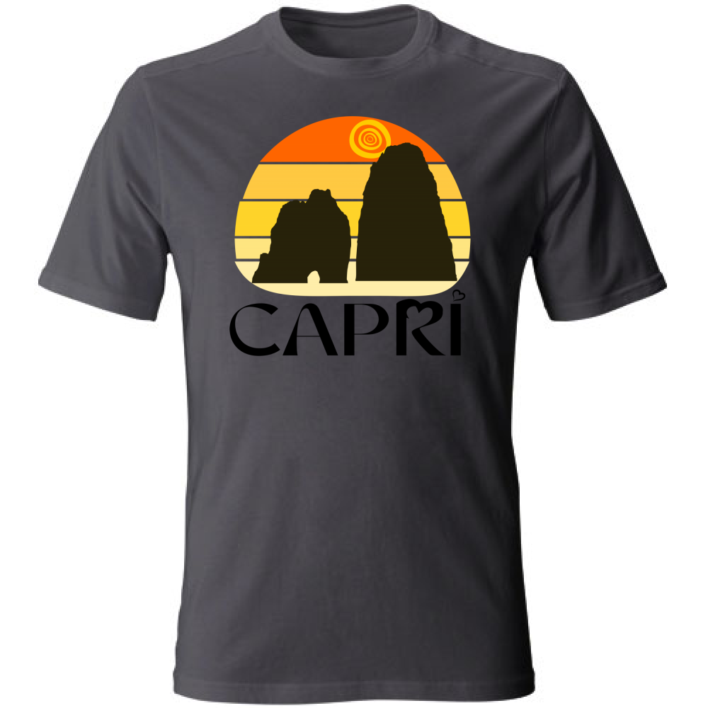 T-Shirt Unisex CAPRI TRAMONTO VINTAGE SCRITTA NERA