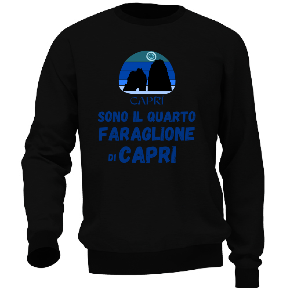 Felpa Unisex SONO IL QUARTO FARAGLIONE DI CAPRI SCRITTA BLUE