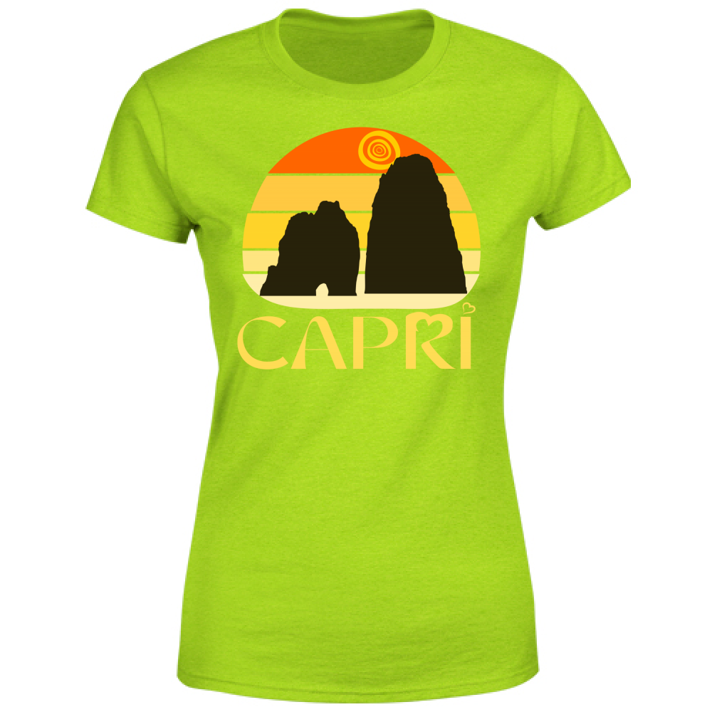 Women's T-Shirt CAPRI SUNSET VINTAGE YELLOW WRITING