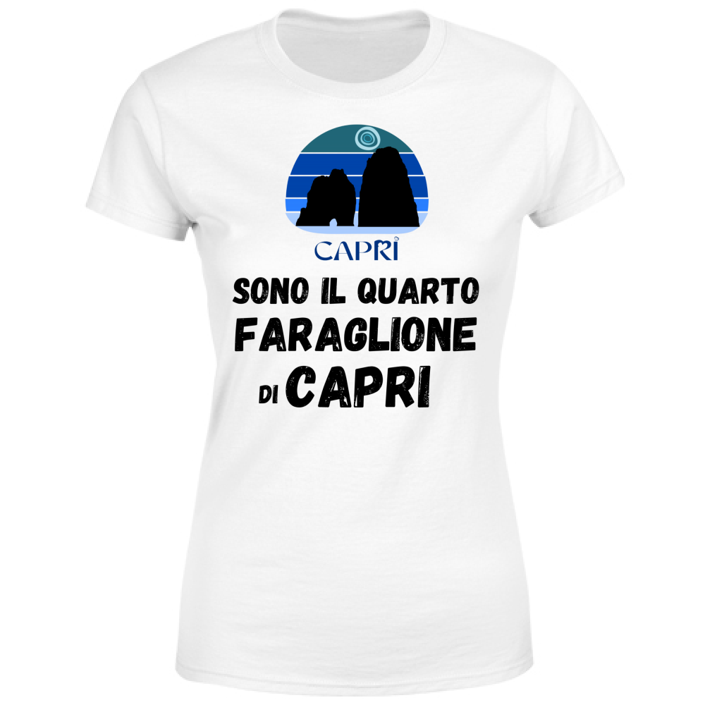 T-Shirt Donna SONO IL QUARTO FARAGLIONE DI CAPRI SCRITTA NERA