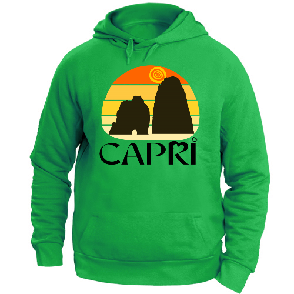 Felpa Unisex con Cappuccio CAPRI TRAMONTO VINTAGE SCRITTA NERA