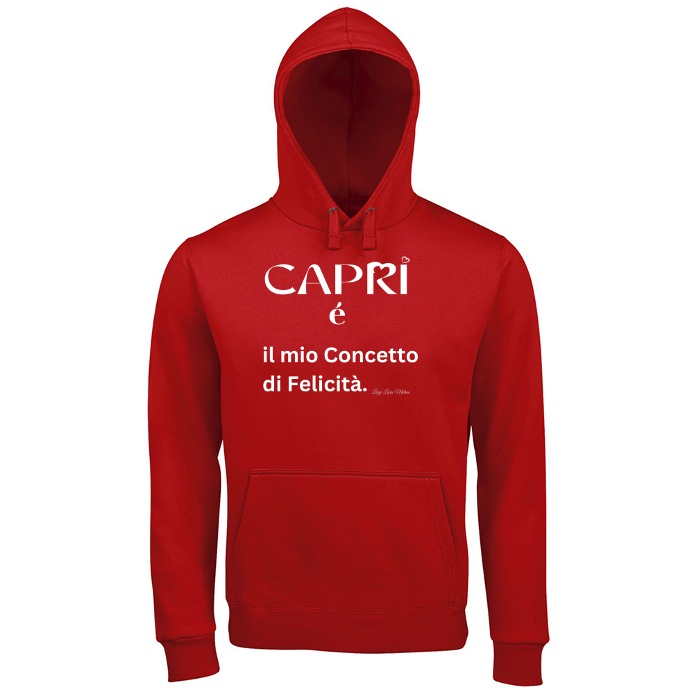 Hoodie Premium Men Capri é il mio concetto di Felicità scritta Bian