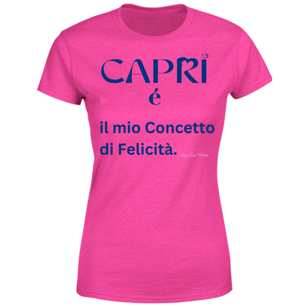 T-Shirt Donna Capri é il mio concetto di Felicità scritta Blue