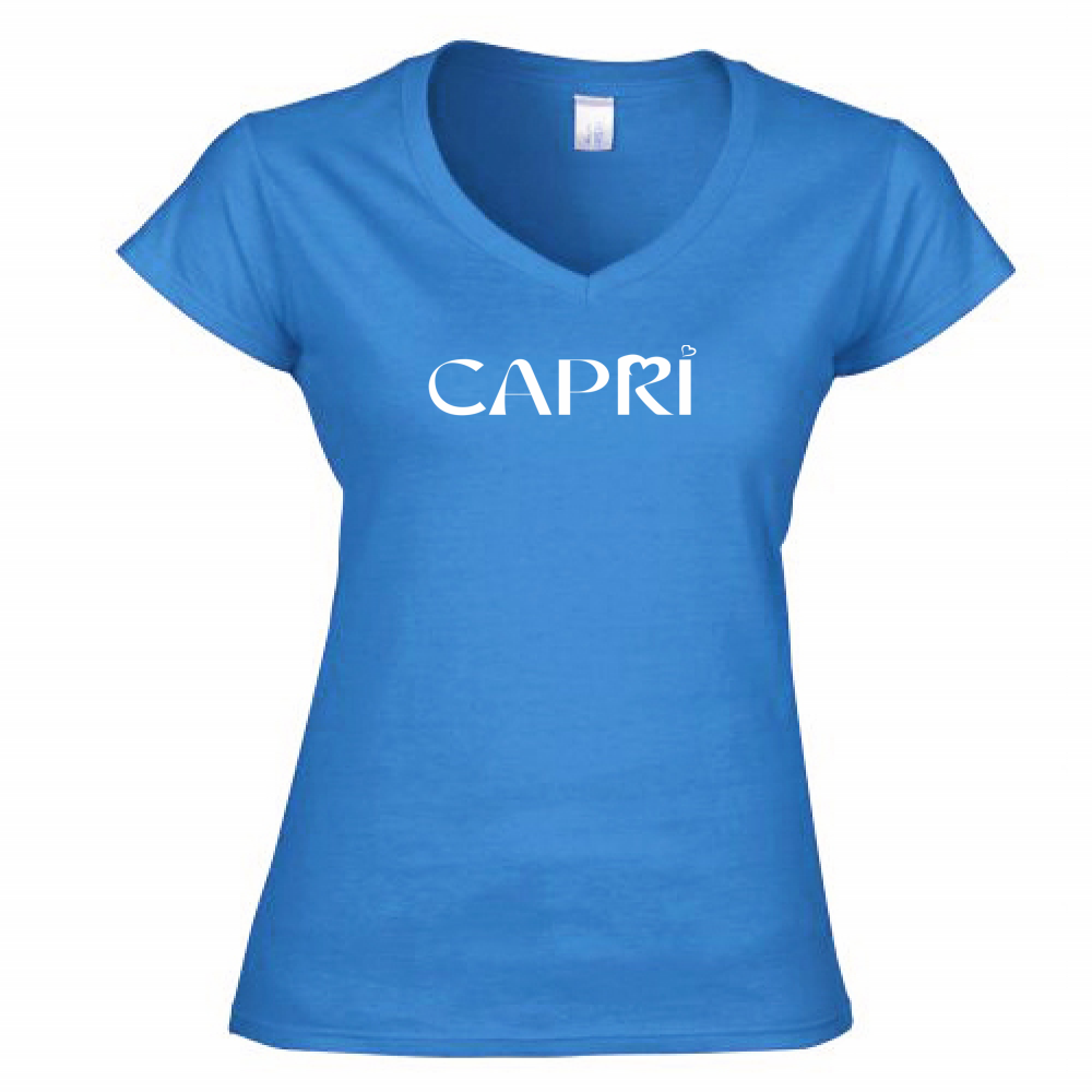 Women's T-Shirt V-Neck CAPRI MINIMAL WHITE WRITING