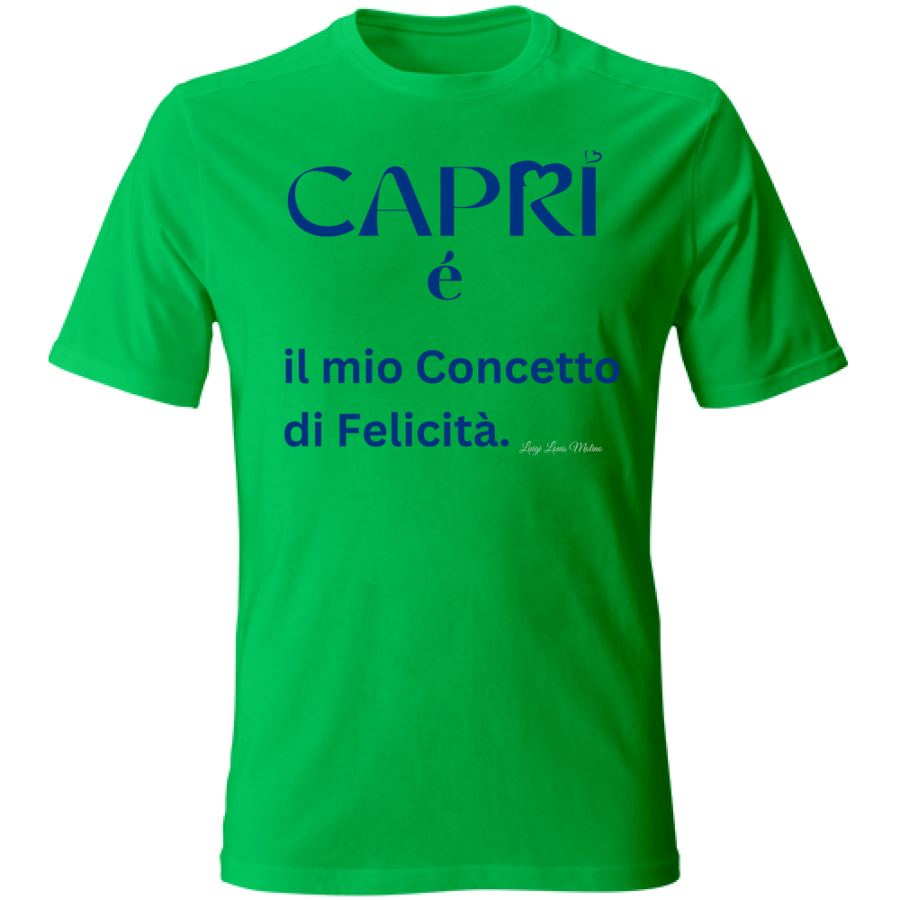 T-Shirt Bambino Capri é il mio concetto di Felicità scritta Blue
