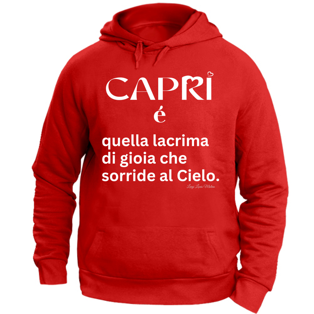 Felpa con Cappuccio Unisex Large Capri é quella lacrima di gioia scritta bianca