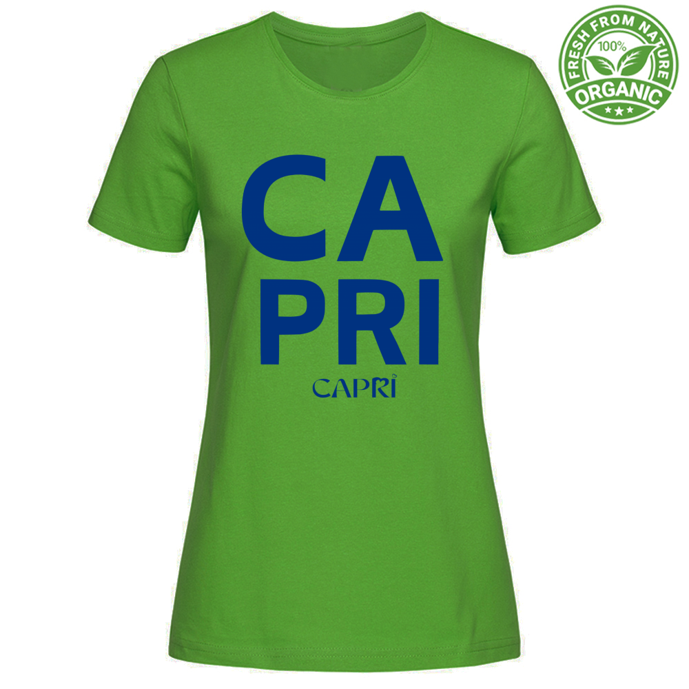 T-Shirt Woman Organic CAPRI DESIGN SCRITTA BLUE