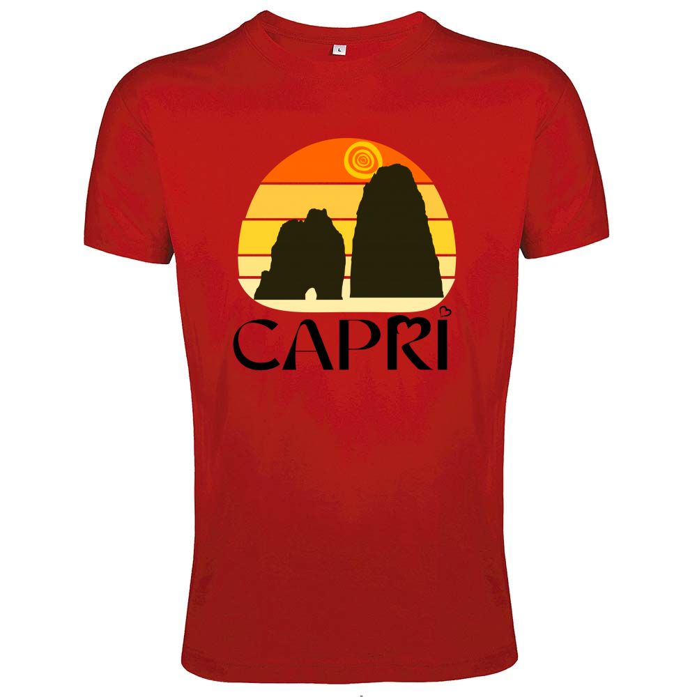 T-Shirt Men Fit CAPRI SUNSET VINTAGE BLACK WRITING
