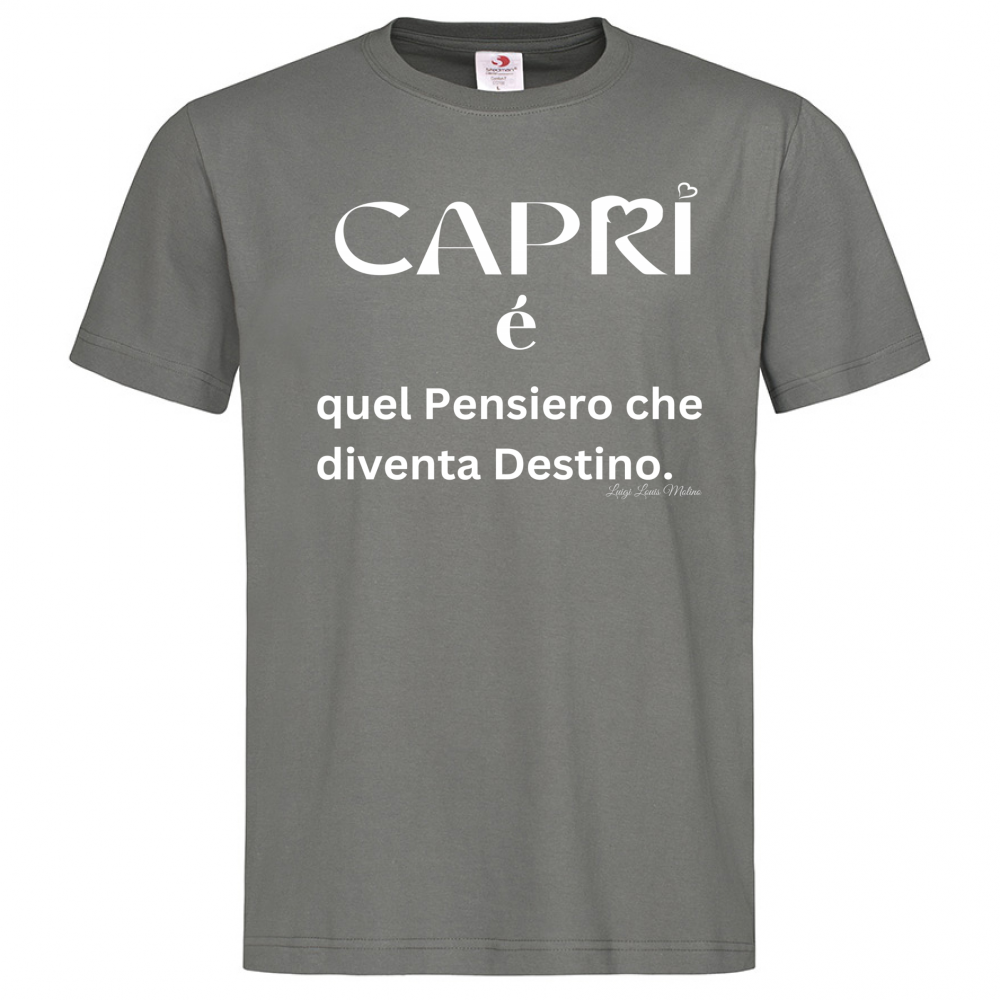 T-Shirt Men Premium Capri quel Pensiero che diventa Destino scritta bi