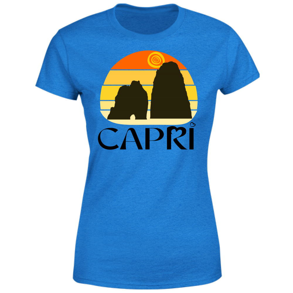 T-Shirt Donna CAPRI TRAMONTO VINTAGE SCRITTA NERA