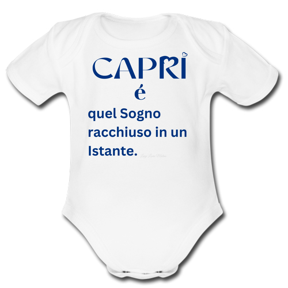 Body Bambino Capri Sogno racchiuso in un istante scritta Blue