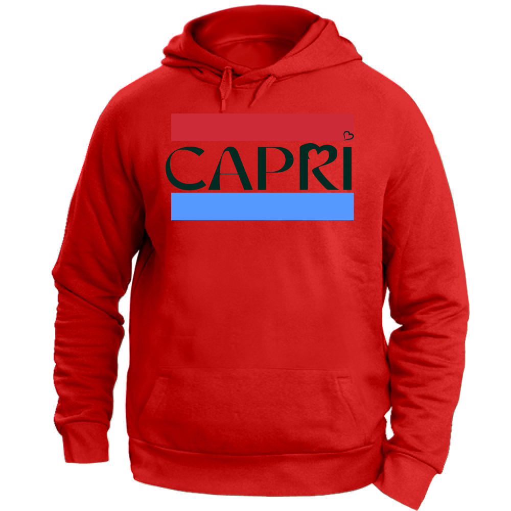 Unisex Hoodie Large CAPRI RED BLUE BAND BLACK WRITING
