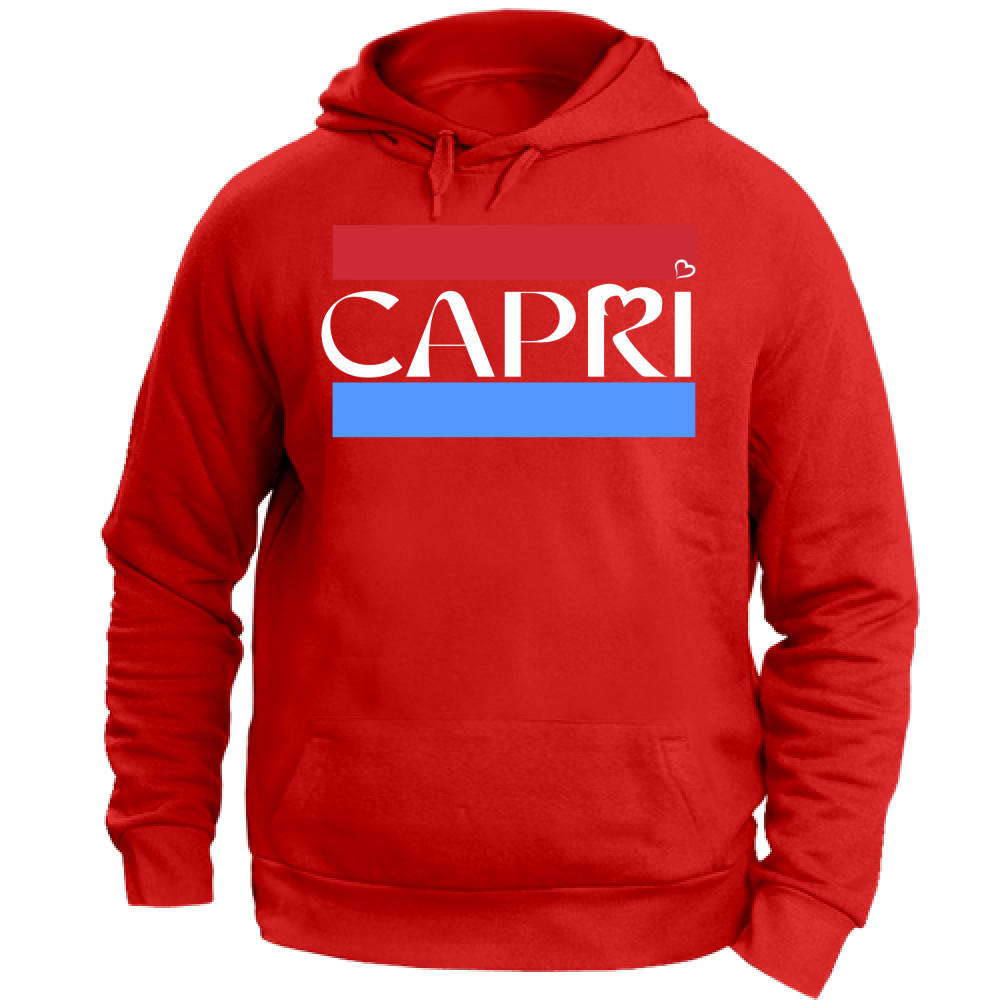 Felpa Unisex con Cappuccio CAPRI FASCIA ROSSO BLUE BIANCO