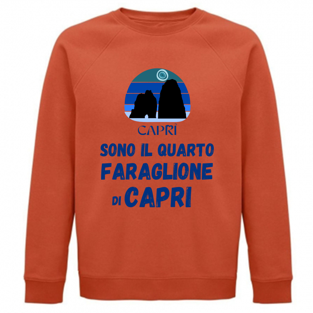Felpa Unisex Organica SONO IL QUARTO FARAGLIONE DI CAPRI SCRITTA BLUE