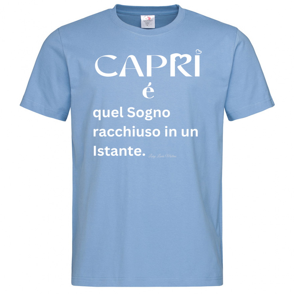 T-Shirt Men Premium Capri Sogno racchiuso in un istante scritta bianca