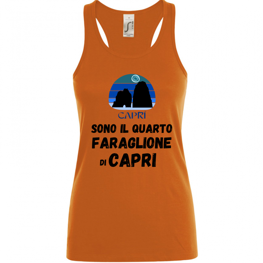 Canotta Donna SONO IL QUARTO FARAGLIONE DI CAPRI SCRITTA NERA