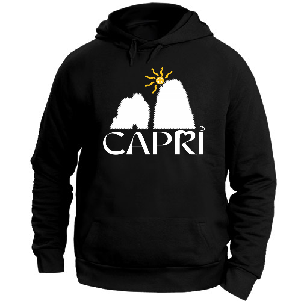 Felpa Unisex con Cappuccio CAPRI HAPPY FARAGLIONI WHITE